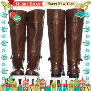 Coach Micha Buckle Strap Riding Boots Chestnut 6